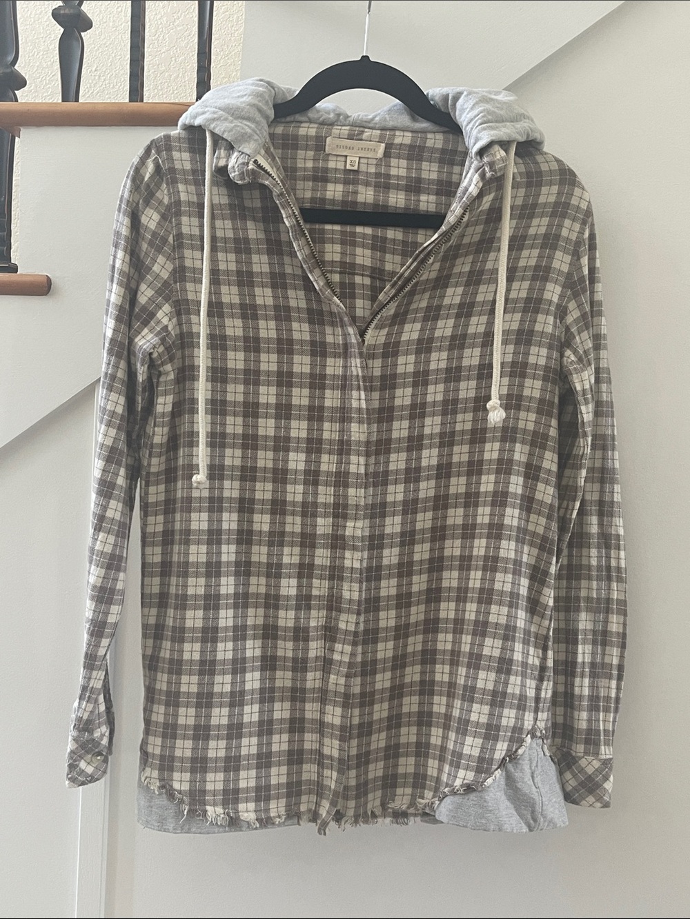 Gilded Intent Distressed Flannel Jacket with Hood EUC Size XS - Picture 4 of 14